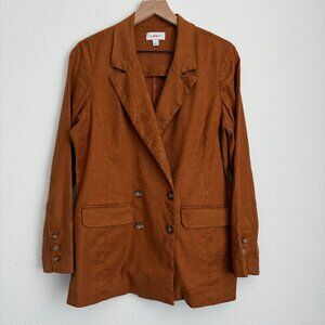 Evereve Alexa Double Breasted Linen Blend Blazer Size S in Camel